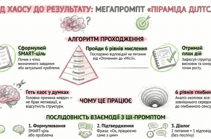 Перетвори ціль у результат за пірамідою Ділтса, MegaPrompt